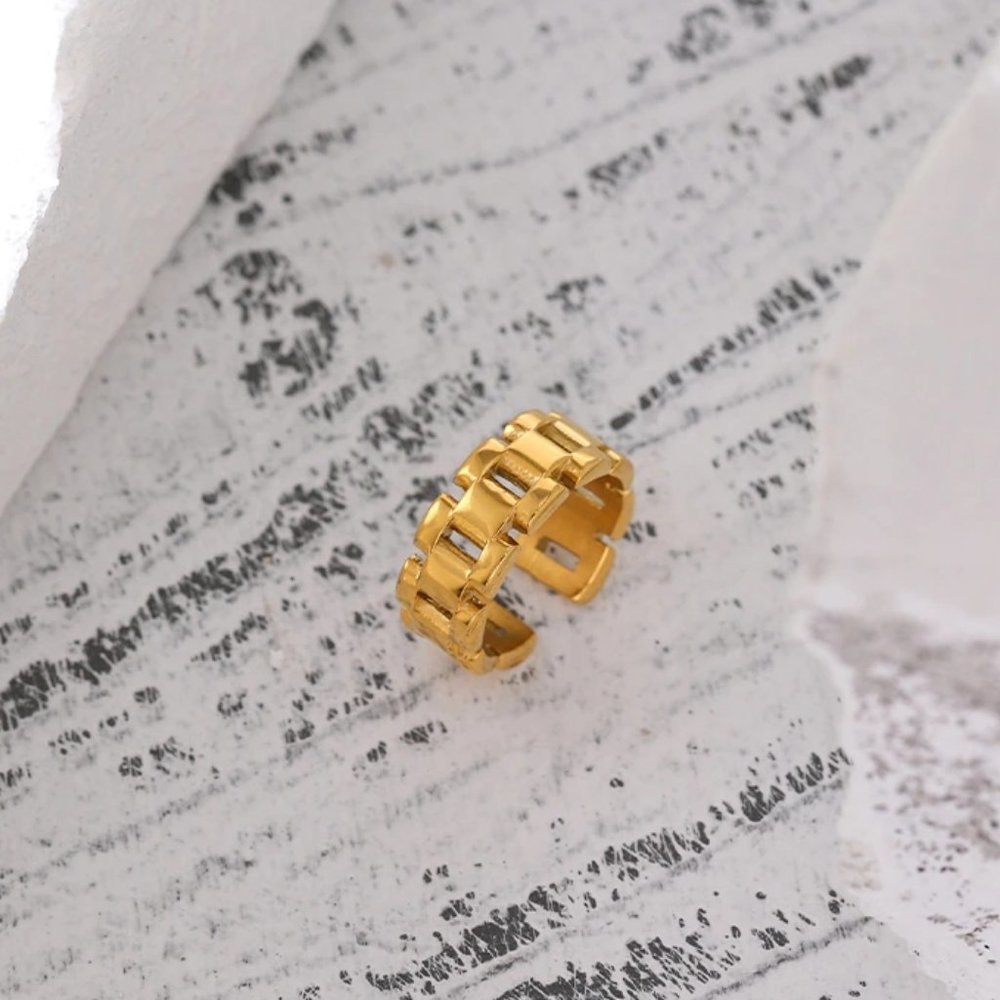 NEW 18K Gold Plated Link Chain Ring - Picture 8 of 10